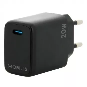 Mobilis - Fuente de alimentación - rápida - 20 vatios - PD/PPS (24 pines USB-C) - Negra - Europa (001361)