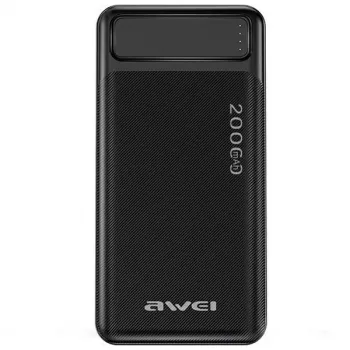 Batería externa portátil AWEI P6K 20000mAh negra 2xUSB/PD/Micro-USB