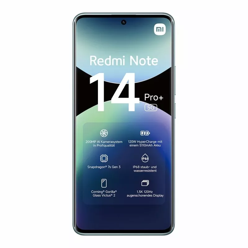 Smartphone Xiaomi Redmi Note 14 Pro+ 5G — 6,67 inch AMOLED, 8 GB RAM, 256 GB, 200 MP, IP68, 5110 mAh