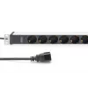 Regleta de enchufes Digitus con perfil de aluminio, 8 tomas de seguridad, cable de 2 m, conector IEC C20
