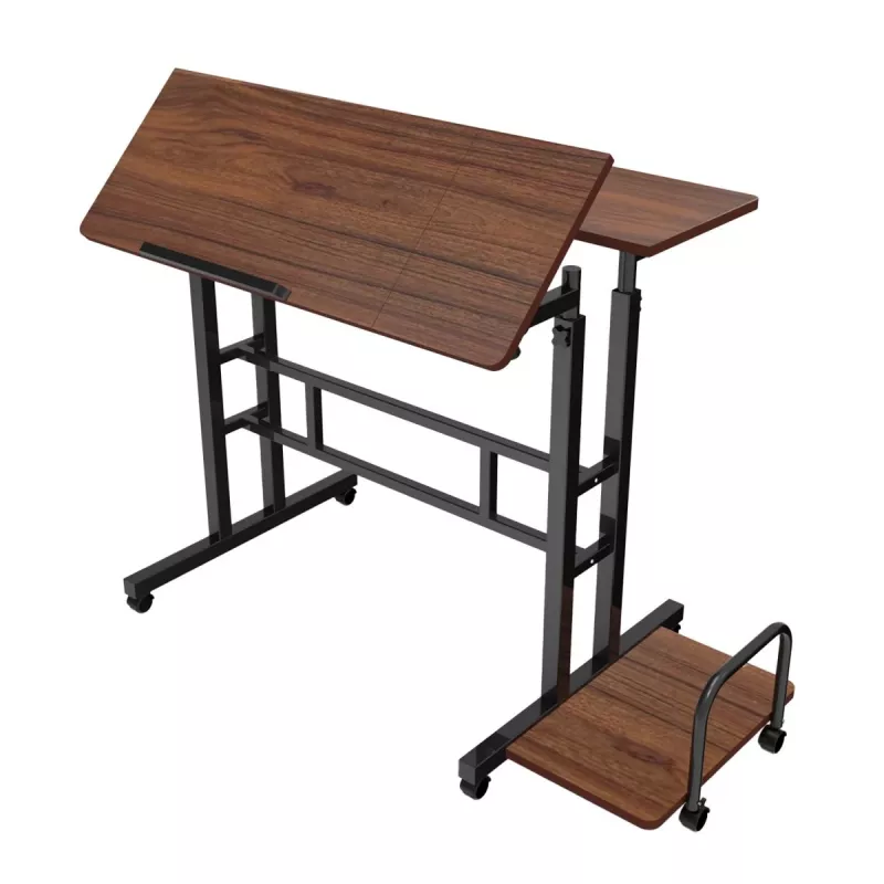 Mesa móvil para portátil Maclean, negra, 80x60 cm, máx. 50 kg, regulable en altura 67-115 cm, MC-124 B