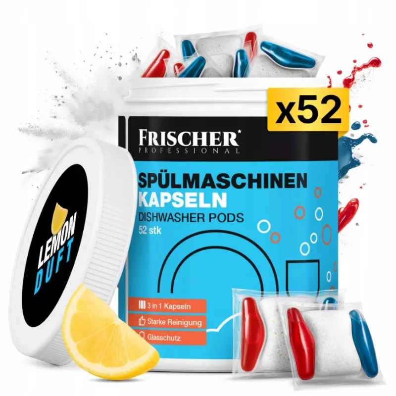 Cápsulas lavavajillas 3 en 1 Frischer, 52 uds.