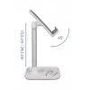 Soporte telescópico DeLOCK para smartphone y tablet con bandeja, plata/blanco