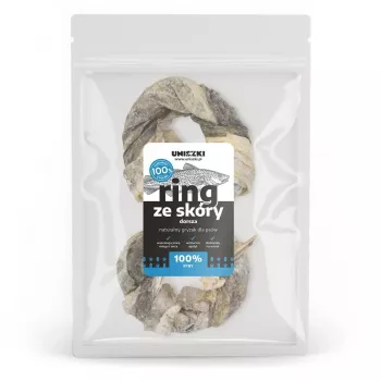 UNISZKI anillos para perros — premio natural de piel de bacalao, pack de 2