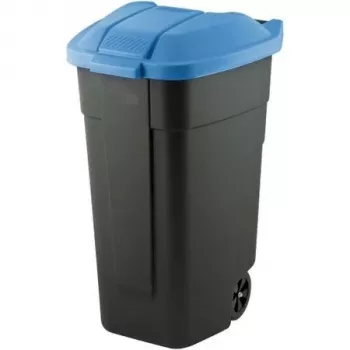 Cubo de basura Curver, negro, 110 L / tapa azul