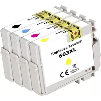Renkforce Pack combinado de tintas compatible que sustituye a Epson 603 (C13T03U545) negro, cian, magenta, amarillo RF-I-E-603BKCMY4PK RF-5655902 (RF-5655902)