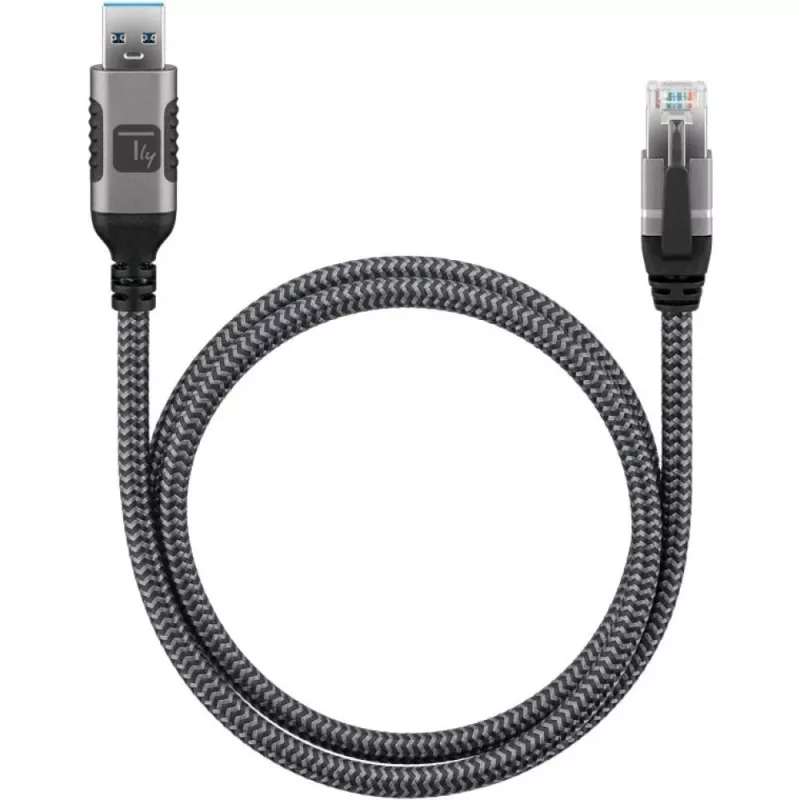 Techly ICOC U3A-RJ45-010 cable adaptador de USB-A a Gigabit Ethernet, 1 m, negro/plata