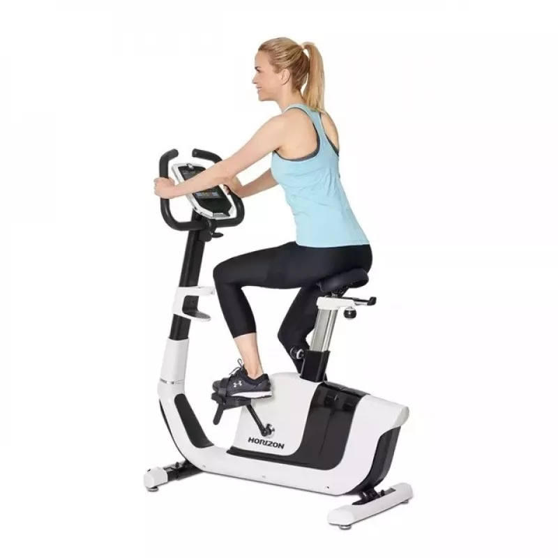 Bicicleta estática Horizon Fitness Comfort 8.1 — freno por inducción, Bluetooth, 8,5 kg de volante de inercia, pantalla LCD