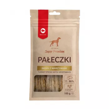 Premios para perros MACED Sticks de pavo con verduras 100 g — snack duro natural hipoalergénico para perros adultos