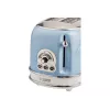 Tostadora Ariete 155 Design 2 rebanadas con cestas para sándwich, 6 niveles de tostado, 810 W, carcasa de acero inoxidable, bandeja recogemigas extraíble, azul pastel