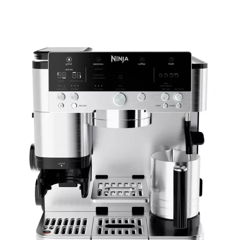 Cafetera espresso Ninja ES601EU — depósito de agua de 2 L, capacidad de 1 taza, negra/acero inoxidable