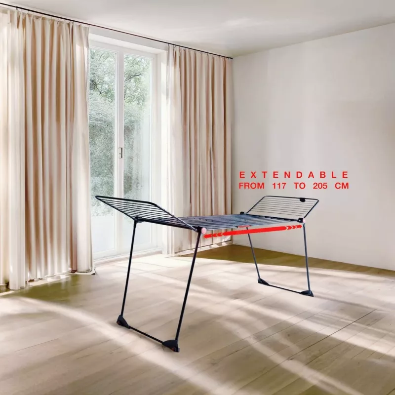 Tendedero VILEDA Infinity Flex Ultimate Telescópico — negro, aluminio recubierto, 30 m de superficie de secado, plegable, ruedas