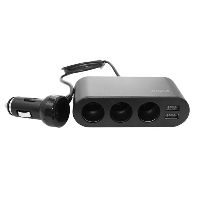 Cargador USB para coche SAVIO SA-024 — cargador universal para dispositivos móviles, entrada 12–24 V, salida 5 V, negro, mechero de cigarrillos