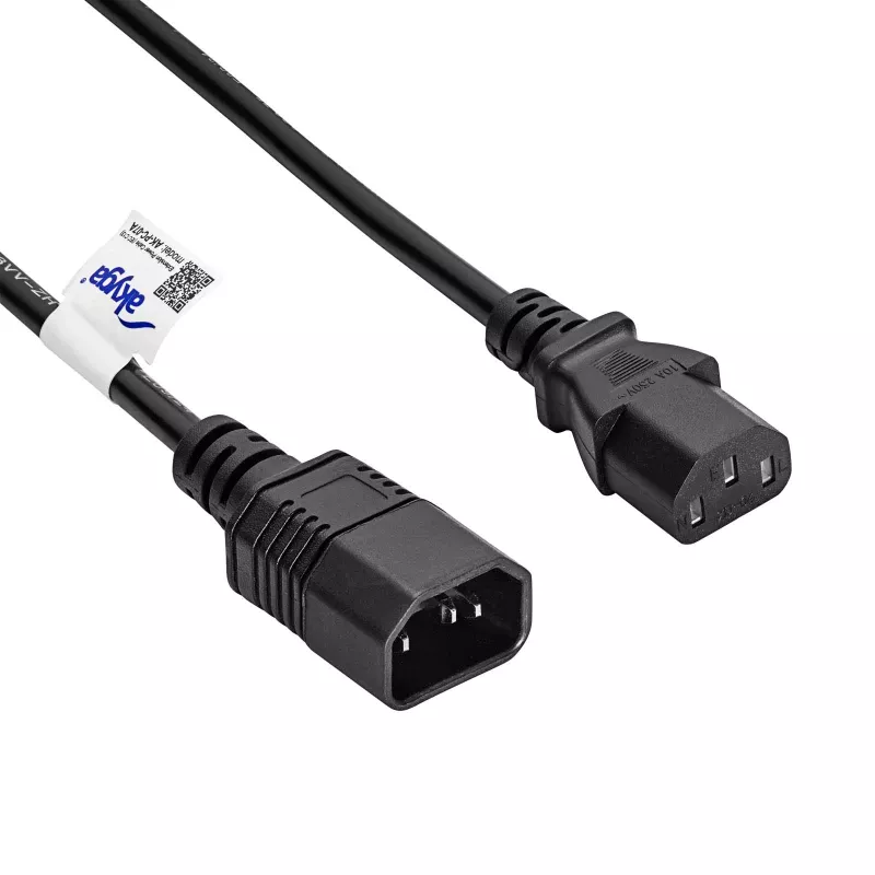 Cable alargador de corriente Akyga AK-PC-07A IEC C14 a IEC C13, 3x 0,75 mm², 3 m, negro