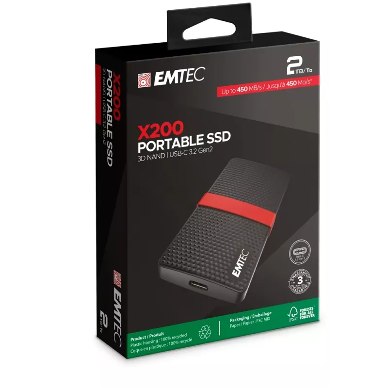 SSD Emtec 1TB Portátil USB Type-C 3.2 Gen 1 X200