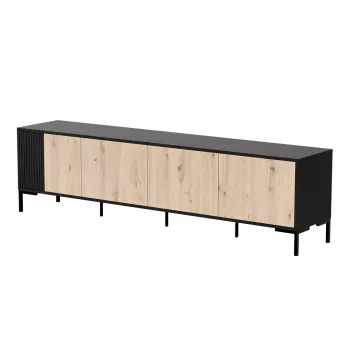 Mueble RTV Cama MERCI 200 x 40 x 54 cm negro/roble artisan
