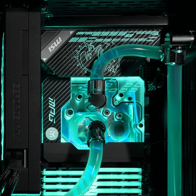 Bloque de agua EK Water Blocks Acrílico Latón Negro Plata