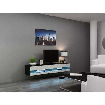Soporte de TV para cama meble VIGO NEW 30/180/40, 1800×400×300 mm, tablero superior negro, estructura de aglomerado