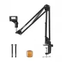 Pie de micrófono de jirafa MAONO B01 (BA20) – base de montaje de mesa, negro, profundidad máx. de mesa 4,5 cm