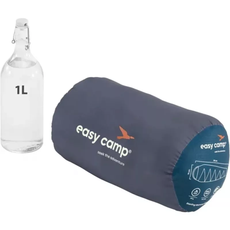 Easy Camp Starling Mummy Blue 8°C | Saco de dormir | 210 x 75 x 50 cm | -5 a 12 °C | Cremallera bidireccional con autobloqueo