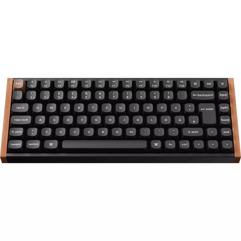 Keychron K2 HE (negro/madera, distribución DE, Gateron Double-Rail Magnetic Nebula, marco de aluminio)