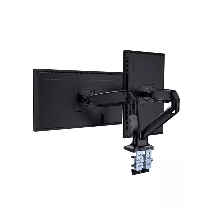 Soporte para monitor GEMBIRD MA-DA2-03 para pantallas de hasta 35 pulgadas, pinza de mesa, VESA 75x75–100x100, 20 kg, negro, Doble pantalla