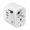 Adaptador de viaje GEMBIRD TPA-EU2A1C15-01-W – 15W, conector Type-E, 2× USB-A + 1× USB-C, 100–250V