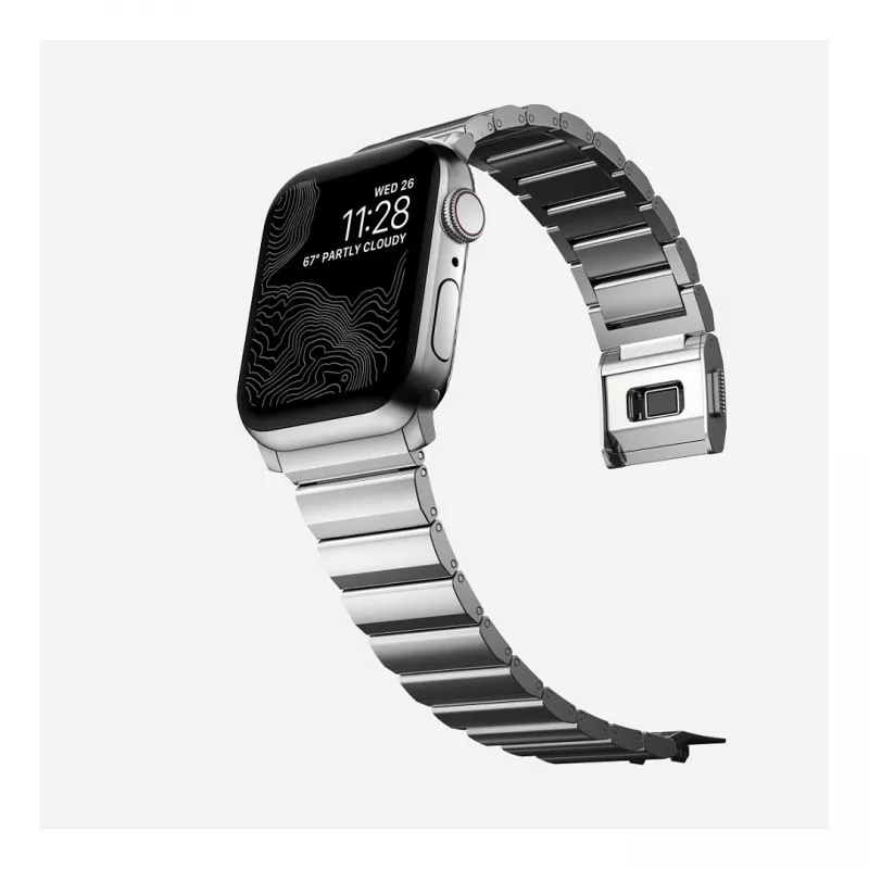 Correa Nomad NM1A4HSXS0 para reloj deportivo, acero inoxidable, plata, ancho 35 mm, 108,9 g