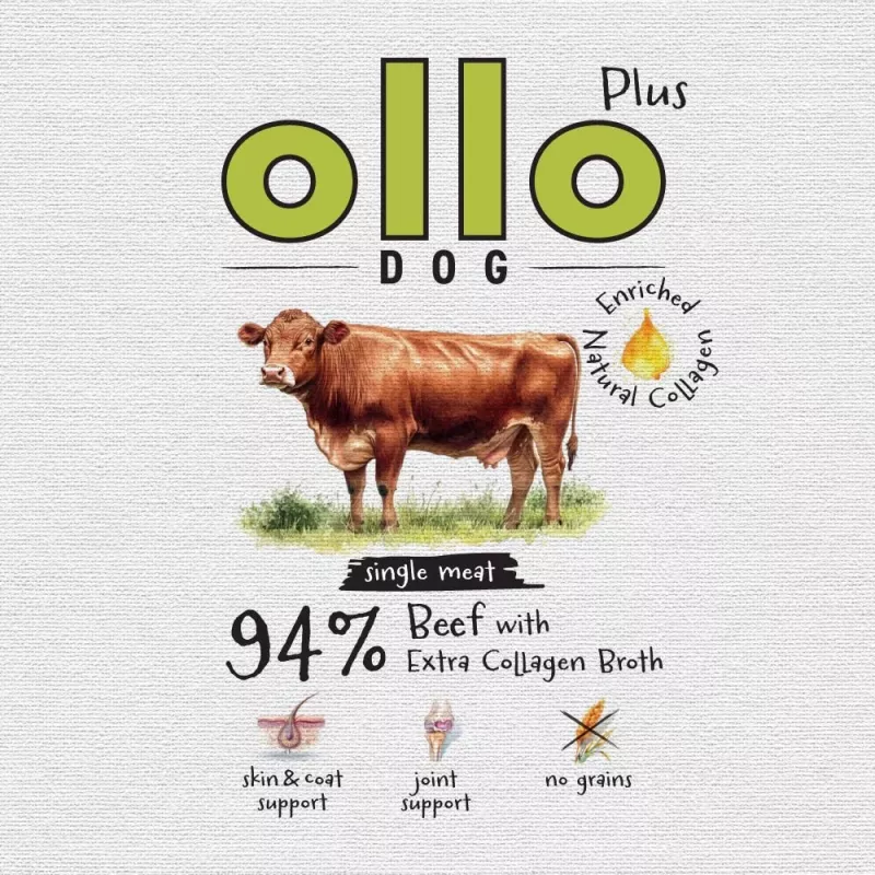 Ollo Plus Colágeno Ternera 400 g Lata de comida húmeda para perros
