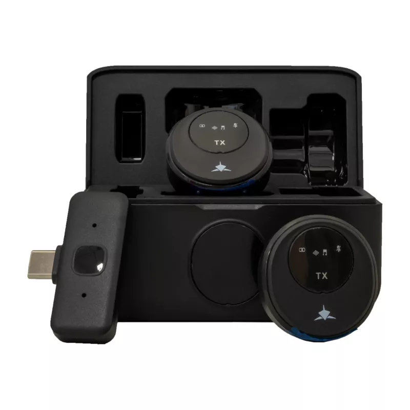 White Shark DSM-06 Tassa Micrófono de solapa inalámbrico, USB-C, negro