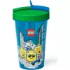 Room Copenhagen LEGO Vaso con pajita Iconic Boy Azul claro (azul/verde, 500 ml)