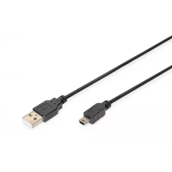 ASM AK-300130-030-S Cable ASSMANN USB 2.0 HighSpeed Canon USB A/miniUSB B (5pin) M/M Negro 3m