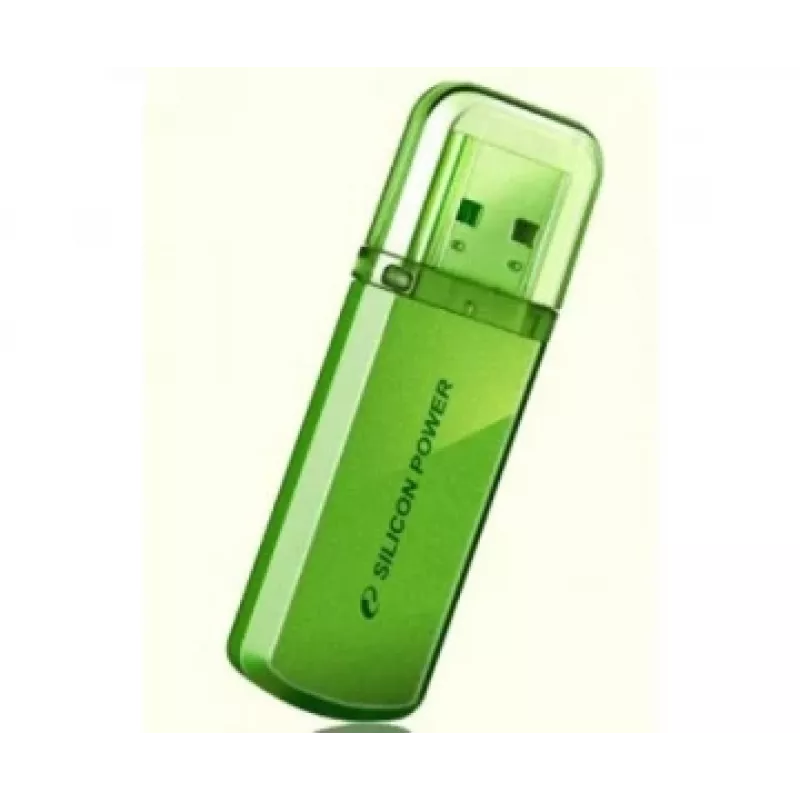 Memoria USB Silicon Power Helios 101 — 8 GB, USB 2.0, Type-A, verde, diseño con tapa