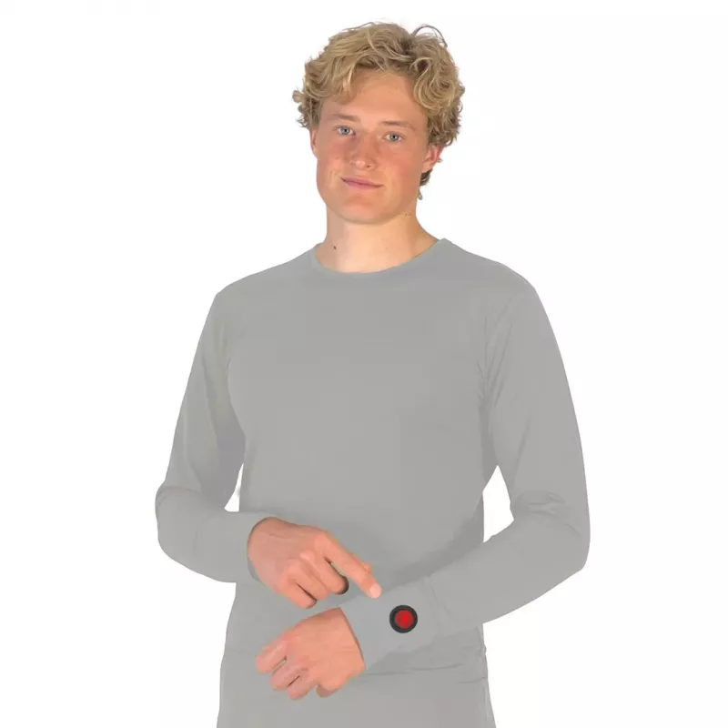 Blusa Glovii GJ1GL cuello redondo manga larga gris elastano poliéster