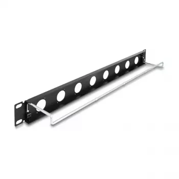 DeLOCK 67059 Panel de parcheo D-Type 19 pulgadas con alivio de tracción, 8 puertos, 1HE, negro