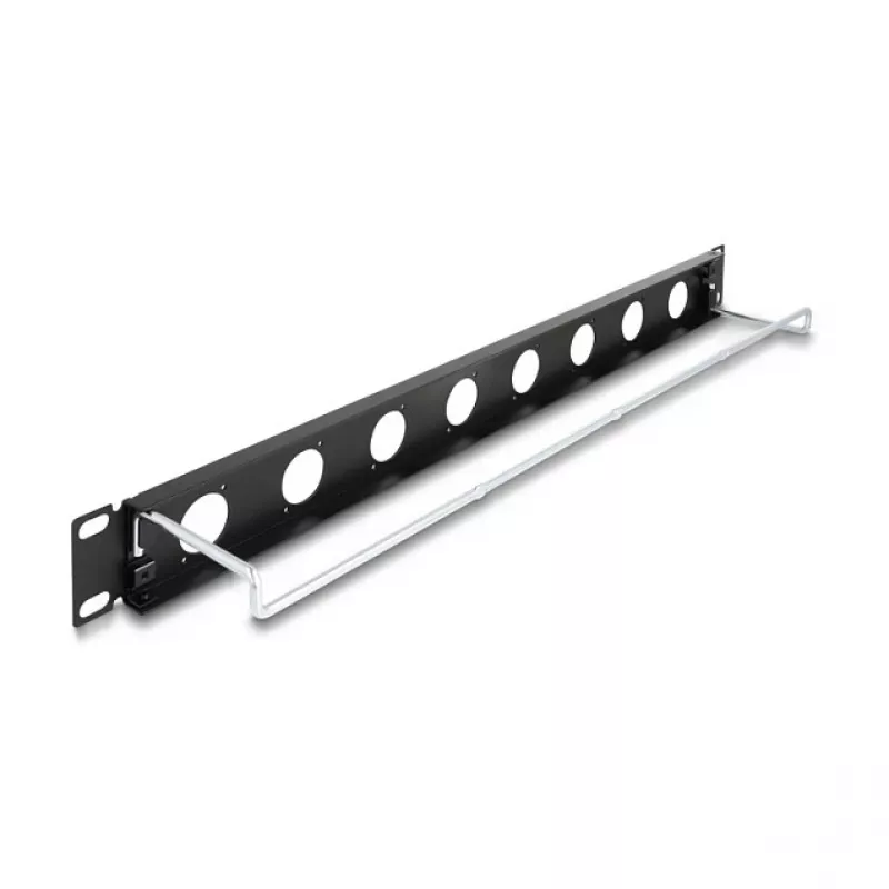 DeLOCK 67059 Panel de parcheo D-Type 19 pulgadas con alivio de tracción, 8 puertos, 1HE, negro