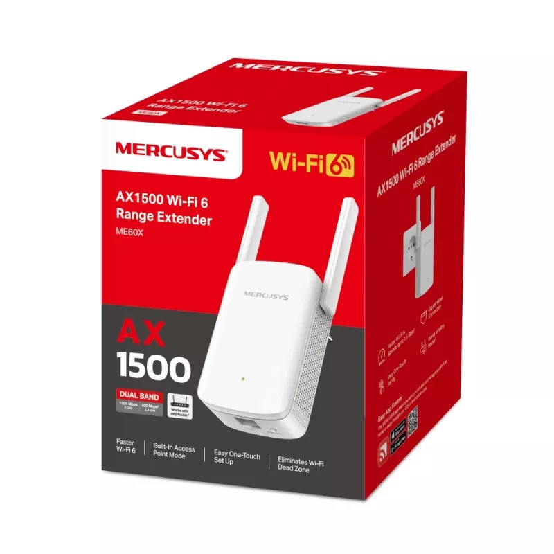 Repetidor Mercusys Wi-Fi 6 AX1500 dual band ME60X