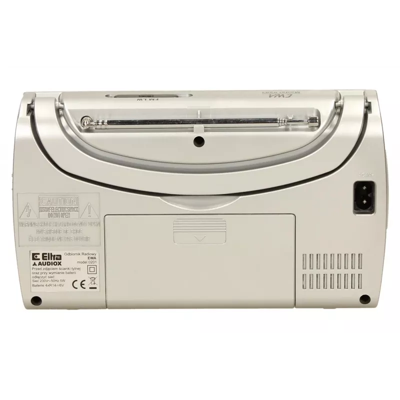 Radio portátil Eltra EWA plata — receptor AM/FM, a pilas