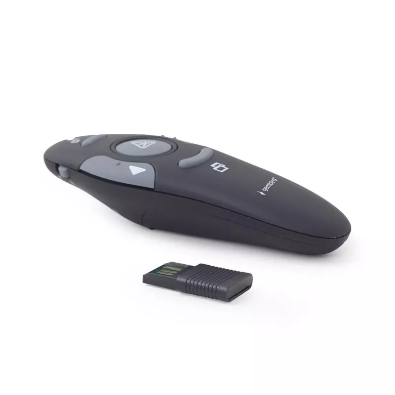 Presentador inalámbrico IR GEMBIRD WP-L-11, 4 botones, receptor USB RF de 2,4 GHz, Negro, pila AAA