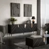 Cómoda cama meble Cama 4D MOUNTAIN 204x40x72 cm — negro y dorado, MDF/tablero de partículas