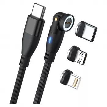 Cable USB RealPower MagneticCharge 100 1m USB-C negro