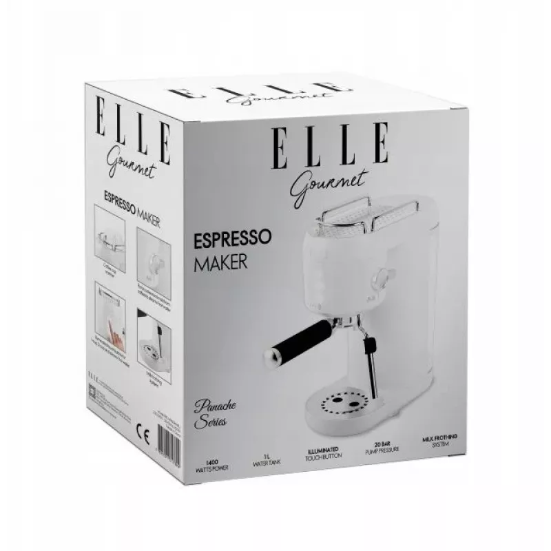 Cafetera Elle EKCMP801WHEU blanca – cafetera doméstica compacta con estilo filtro/espresso