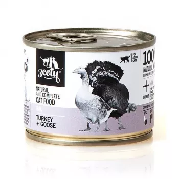 3coty comida húmeda para gatos pavo y oca 180 g bolsa – adultos, alimento completo, proteína 19 %, grasa 13 %, humedad 64,7 %
