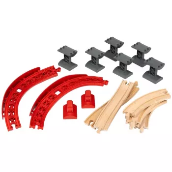 World pack de vías Montaña y Valle, tren de madera/rojo, 16 piezas