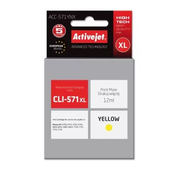 Activejet ACC-571YNX tinta (sustituto de Canon CLI-571XLY; Supreme; 12 ml; amarillo)