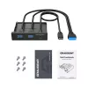 Graugear G-MP01 panel frontal múltiple con hub USB de 3 puertos, 1x USB-C 3.2 Gen2 + 2x USB-A 3.0, negro