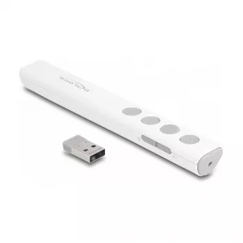 Presentador láser USB DeLOCK, blanco, inalámbrico, receptor nano USB-RF
