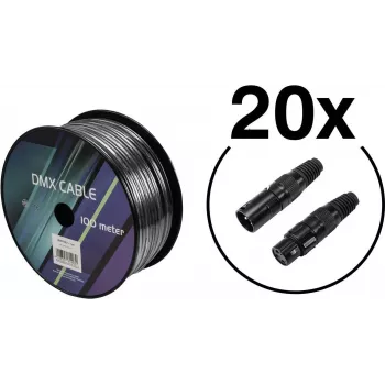 Set de cables DMX EUROLITE 20000431 — 2 x 0,22 mm² conductores, longitud 100 m