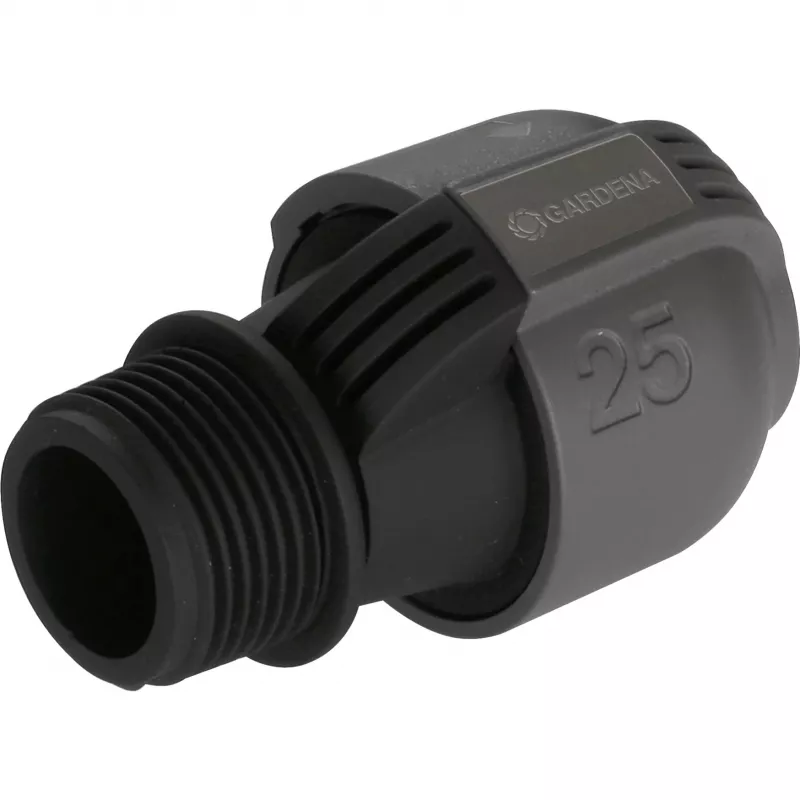 Conector para sistema de riego 25 mm > 1, conector negro/gris