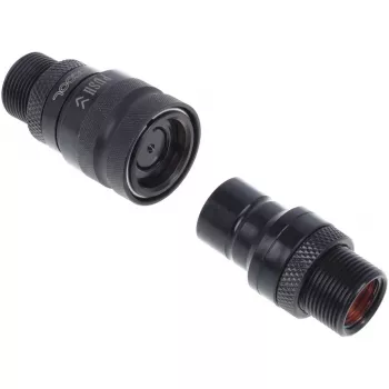 Set de racores de conexión rápida con doble pasamuros G1/4 IG - Deep Black (negro (mate), para tubos blandos (PVC, silicona, neopr